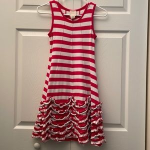 LEMON LOVES LIME Red and White Striped Ruffle Tank Dress